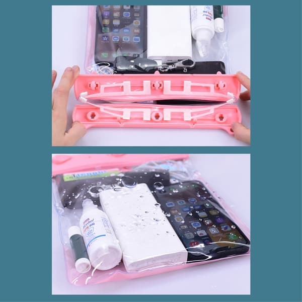 Universal large capacity waterproof clear pouch with strap - Black Black