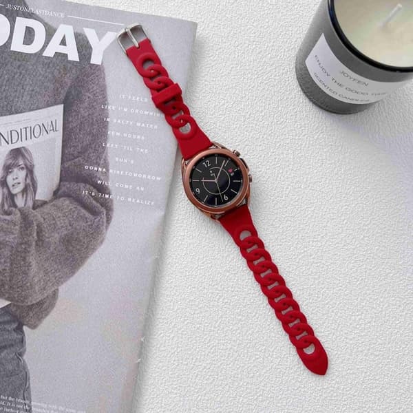 20 mm universal klockarmband i silikon med cool cirkeldesign - Vinröd Röd