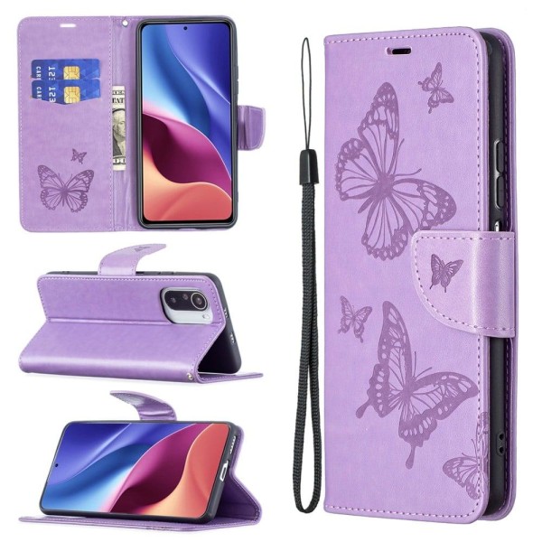 Butterfly läder Xiaomi Mi 11i / Xiaomi Redmi K40 Pro Plus / Xiaomi Redmi K40 Pro / Xiaomi Redmi K40 / Xiaomi Poco F3 fodral - Lila Lila