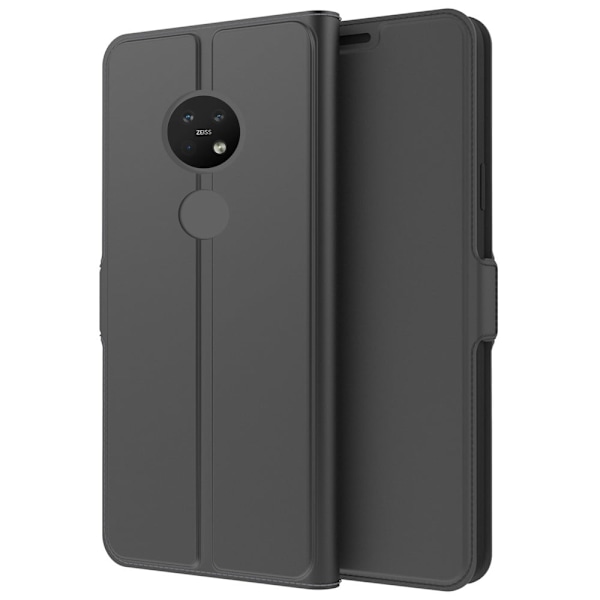 Glat og tyndt Premium Pu Læder-etui til Nokia 7.2 - Sort Black