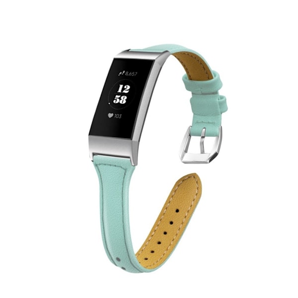 Fitbit Charge 3 T-format klockband av äkta läder - Cyan Grön