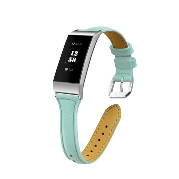 Fitbit Charge 3 T-formet urrem i ægte læder - cyanblå Green