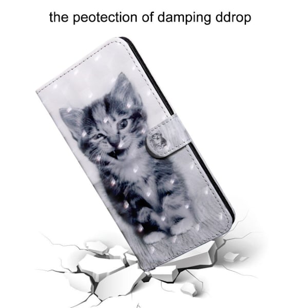 Huawei P Smart 2019 vaalea piste koriste nahkainen flip Suojakotelo - Ihana Kissa Silver grey