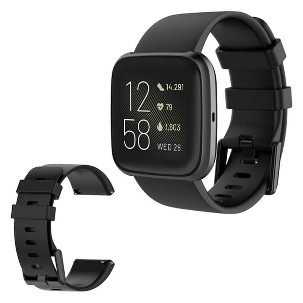 Fitbit Versa 2 / Versa Lite silikoninen kellonauha - Musta / Koko: S Black