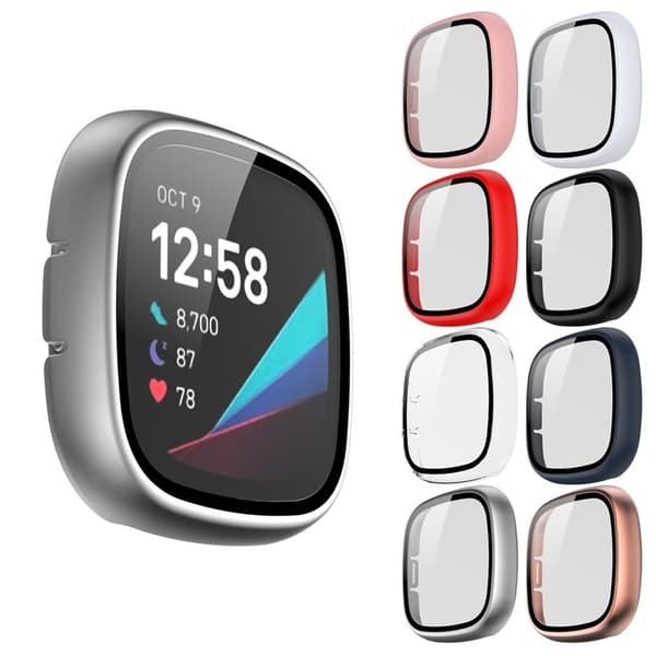 Fitbit Sense / Versa 3 mattakova suojus karkaistulla lasilla - Hopea Silver grey