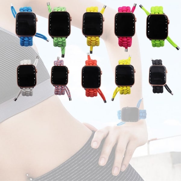 Apple Watch Series 8 (41mm) klockarmband i flätad repstil - Svart Svart