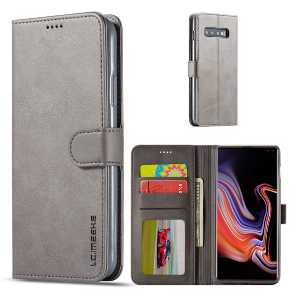 LC.IMEEKE Samsung Galaxy S10 Flip Etui - Grå Silver grey