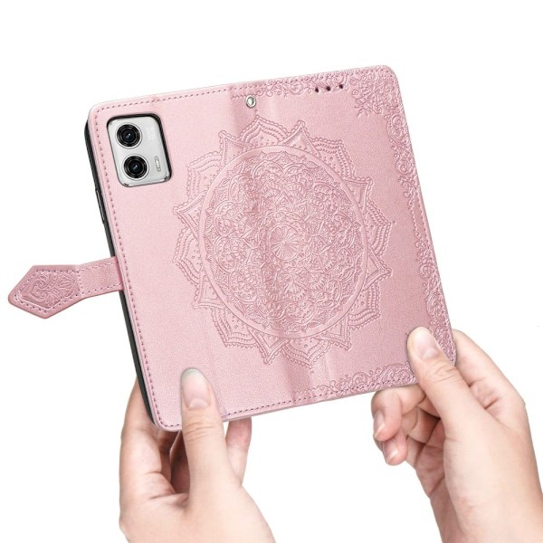 Mandala läder Motorola Moto G73 fodral - Rosa Rosa