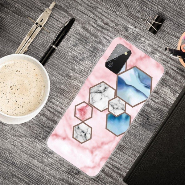 Marble Samsung Galaxy A02s Etui - Hexagon Fragment Marble Multicolor