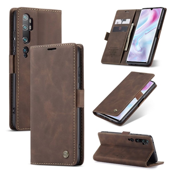 CaseMe Xiaomi Mi CC9 Pro / Mi Note 10 Pro / Note 10 Vintage kotelot - Tumman ruskea Brown