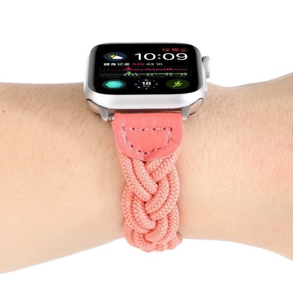 Apple Watch Series 6 / 5 44mm kudottu punottu kellonauha - Ruusu Pink