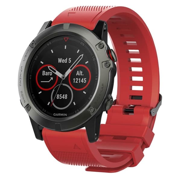 Garmin Forerunner 935 / Fenix 5 / 5 Plus silikoninen ranneke - Punainen Red