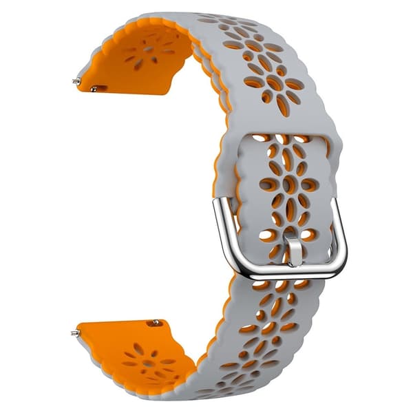 20 mm Universal dubbelfärgad blomning ihålig rem - Ljusgrå + Orange Silvergrå
