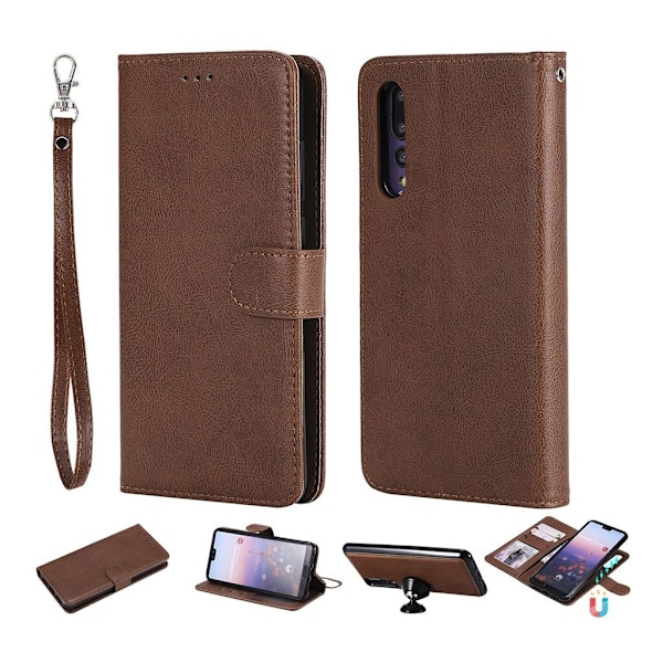 Huawei P20 Pro irroitettava nahkainen flip suojakotelo - Ruskea Brown