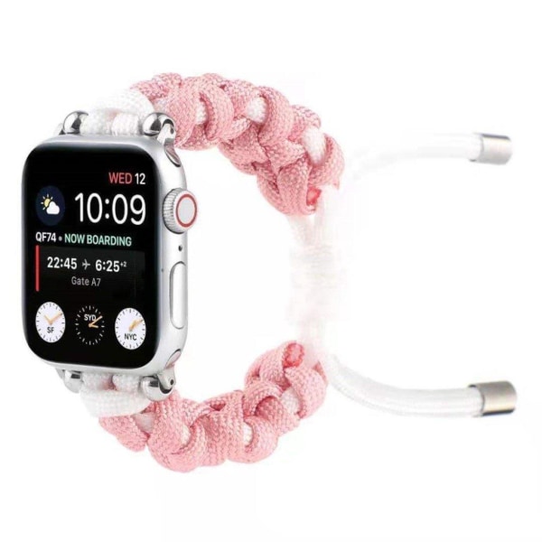 Apple Watch 40 mm urrem i nylon med daisymønster i to farver - Lyserød / Hvid Pink