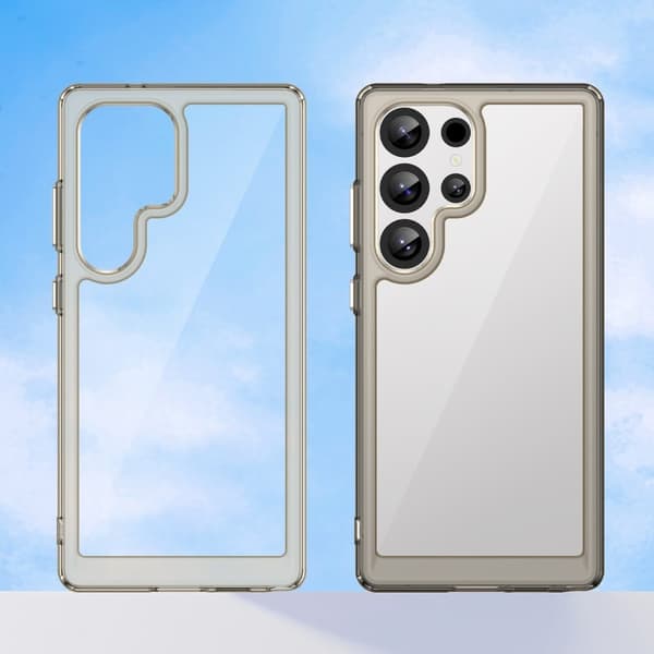 Samsung Galaxy S25 Ultra älykäs akryylikansi - Läpinäkyvä Harmaa Silver grey