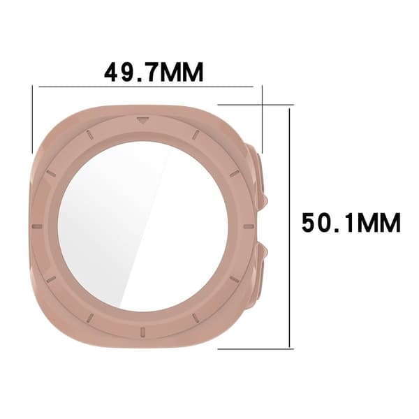 Samsung Galaxy Watch Ultra 47mm Watch Case Tempered Glass Screen Protector Hard Bump Resistant Cover - Matte Silver Silver grey