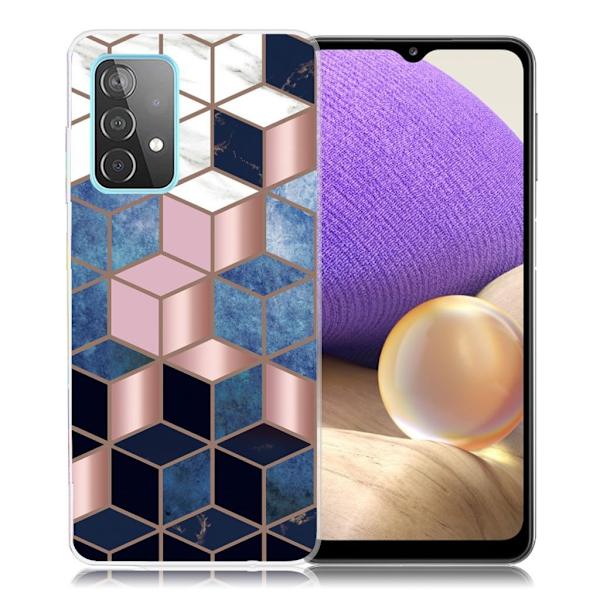 Marble Samsung Galaxy A32 5G Etui - Blå / Gull Terning Multicolor
