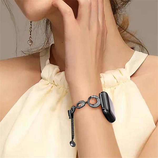 Apple Watch Series 8 (41 mm) klockarmband i rostfritt stål med strassdekor - Svart Svart