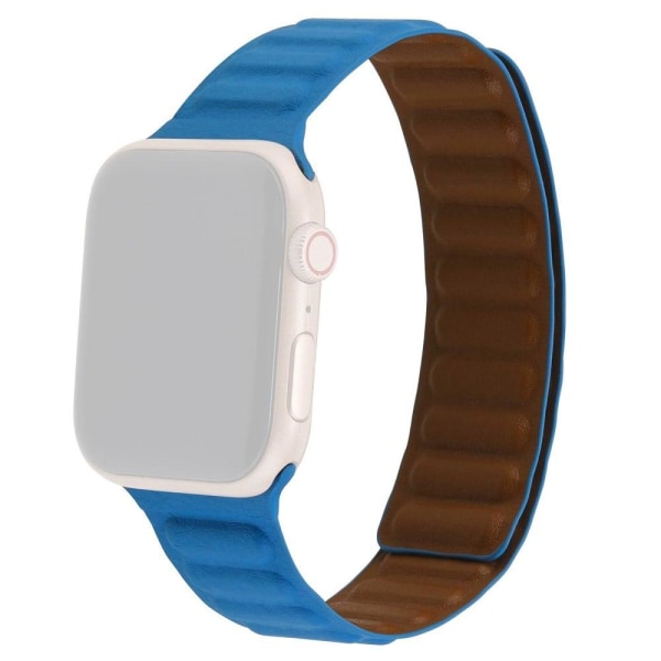 Apple Watch Series 8 (41mm) genuine leather watch strap - Chrysanthemum Orchid Blue