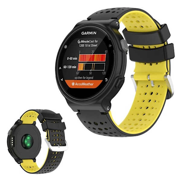 Tofarvet silikoneurrem til Garmin Forerunner-enheder - Sort / Gul Yellow