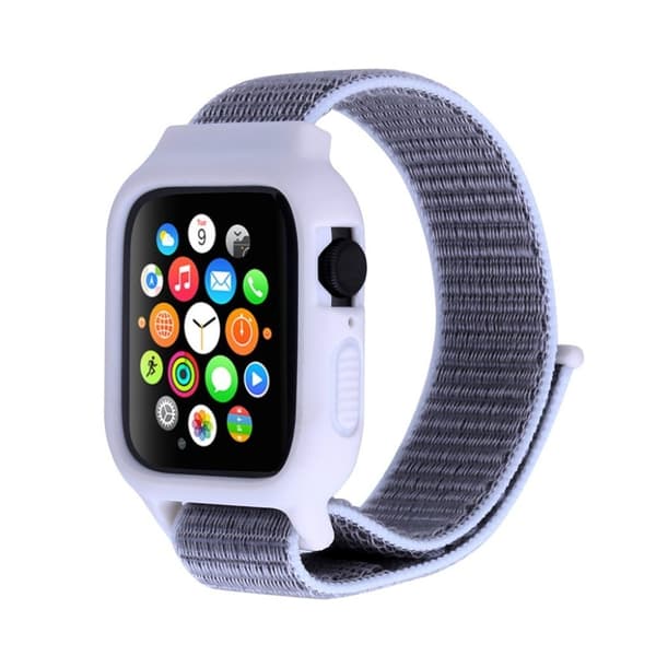 Apple Watch Series 5 40mm nylon silikonikehys - Vaalean Harmaa Silver grey
