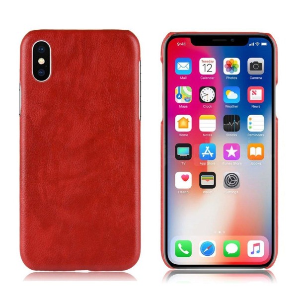 iPhone XR mobilskal syntetläder silikon litchi - Röd Röd