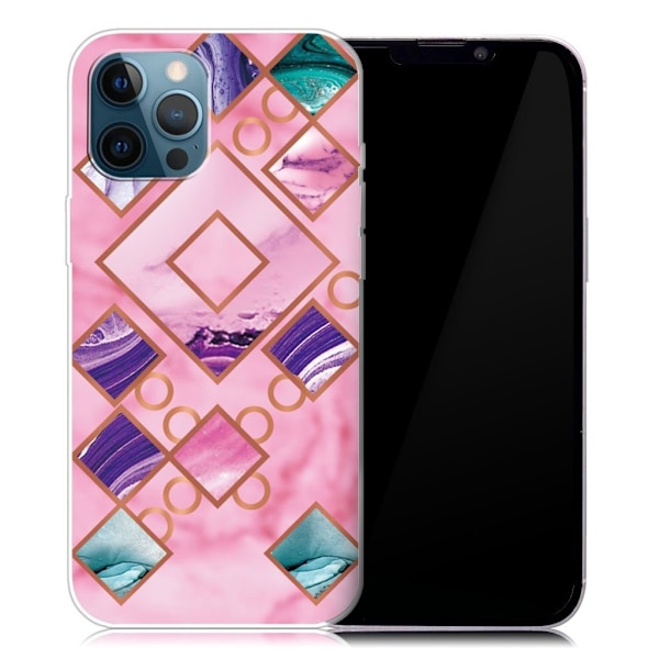 Marmordesign iPhone 13 Pro deksel - Rose I Diamantform Multicolor