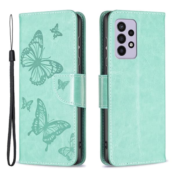 Butterfly läder Samsung Galaxy A33 5G fodral - Grön Grön