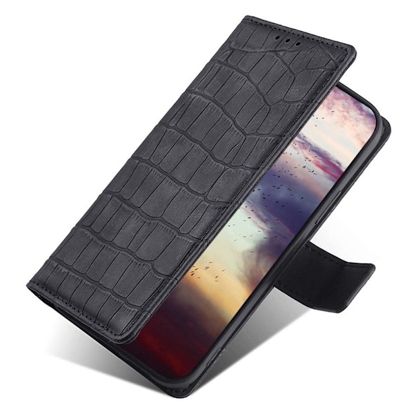 Krokotiilin Nahkainen Läppäkotelo For Sony Xperia 5 Iv - Musta Black