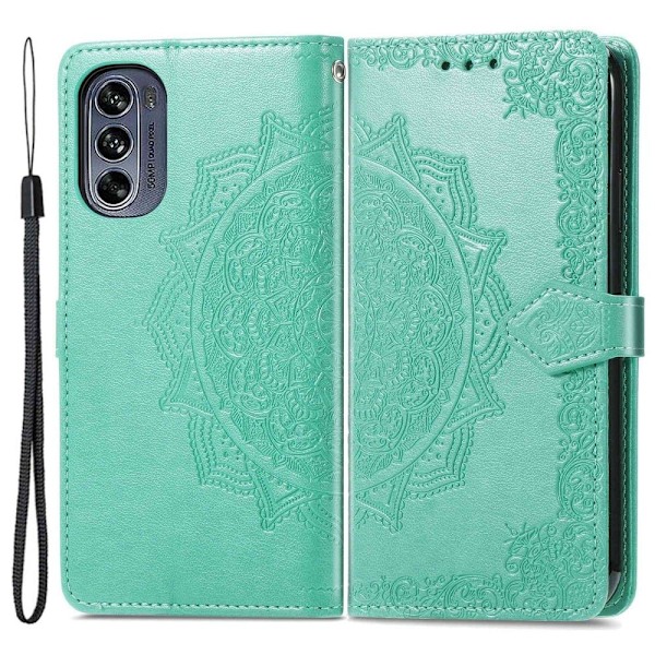 Mandala läder Motorola Moto G62 5G fodral - Grön Grön