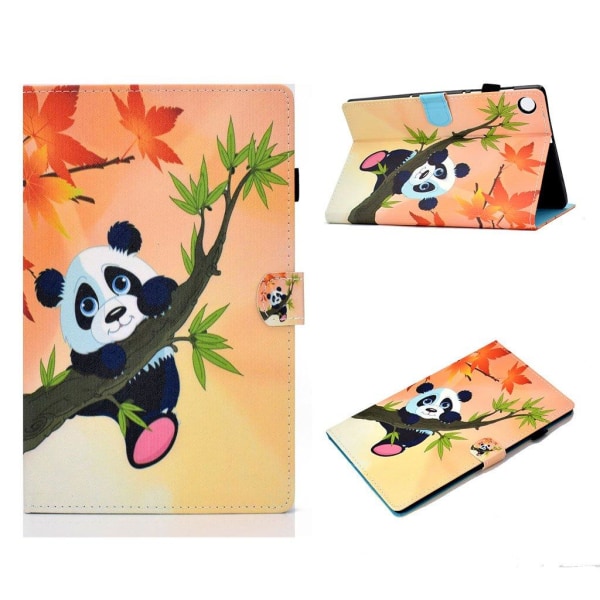 Lenovo Tab M10 FHD Plus pattern printing leather case - Panda on Multicolor