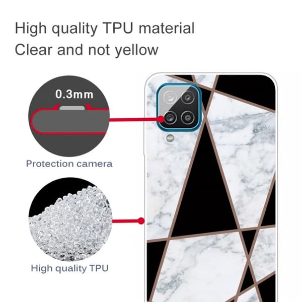 Marble Samsung Galaxy A42 5G Etui - Fragment Black and White Marble Multicolor