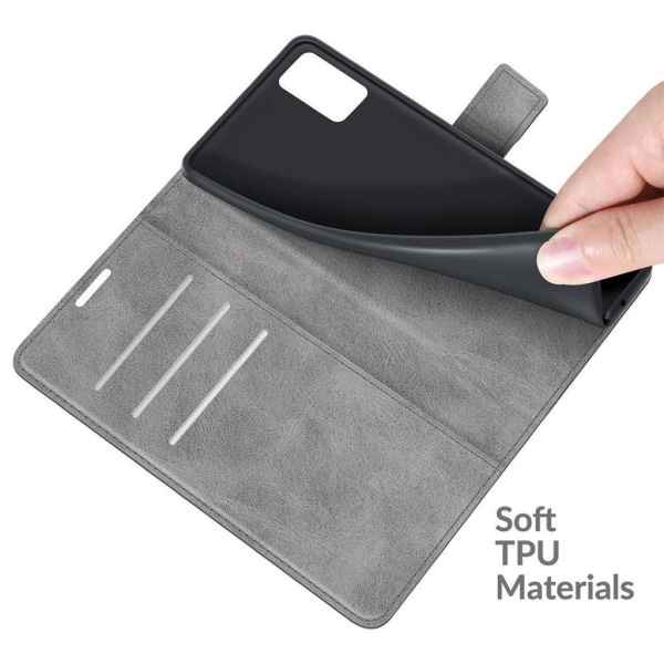 Hållbart konstläder ZTE Blade A31 fodral med plånbok - Silver/Gr Silvergrå