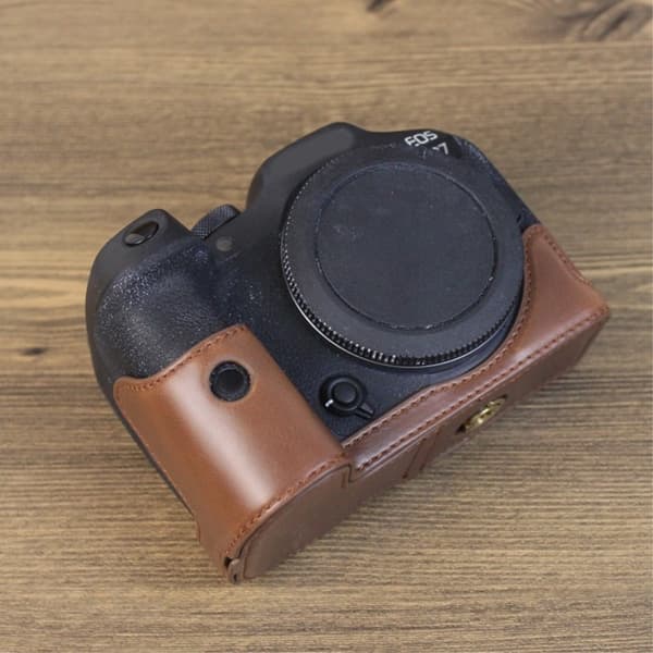 Canon EOS R7 läderöverdrag för halva kroppen - Kaffe Brun