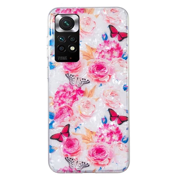 Marble Xiaomi Redmi Note 11S / Note 11 Suojakotelo - Värikäs Perhonen Pink