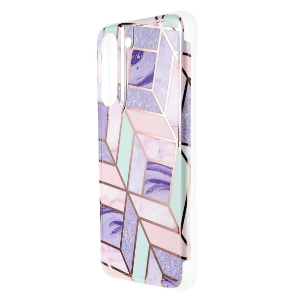 Marble Samsung Galaxy S22 Plus Etui - Lilla / Lyserød / Green Tile Multicolor