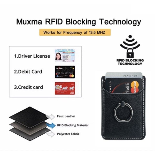 MUXMA Universal Cowhide leather card holder - Black Black