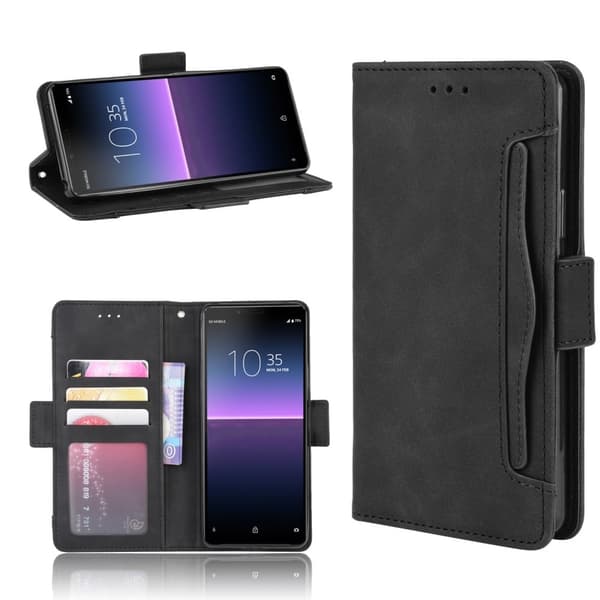 Moderne Sony Xperia 10 II læderetui med pung - Sort Black
