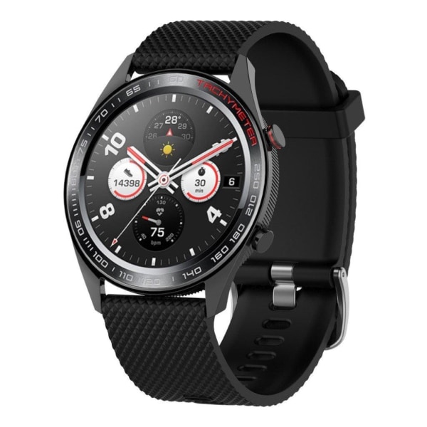 Huawei Watch GT / Samsung Galaxy Watch 46mm rhombus rakenne silikoni ranneke - Musta Black