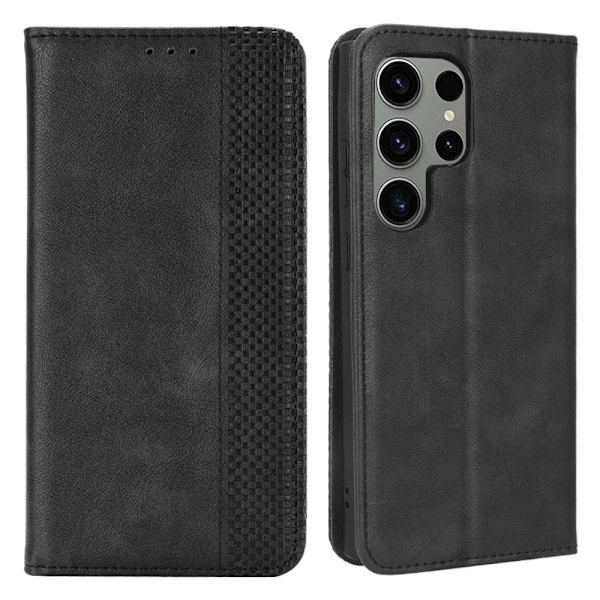Bofink Vintage Samsung Galaxy S23 Ultra Læder Etui - Sort Black