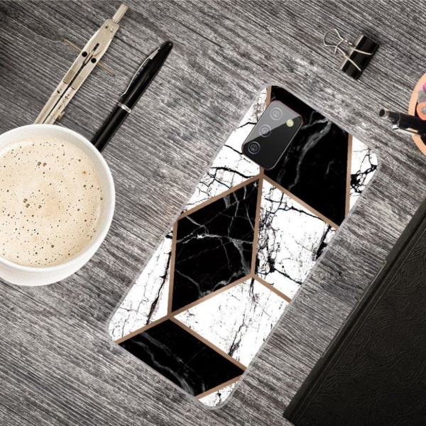 Marble design Samsung Galaxy A02s kotelot - Musta Ja Musta Black