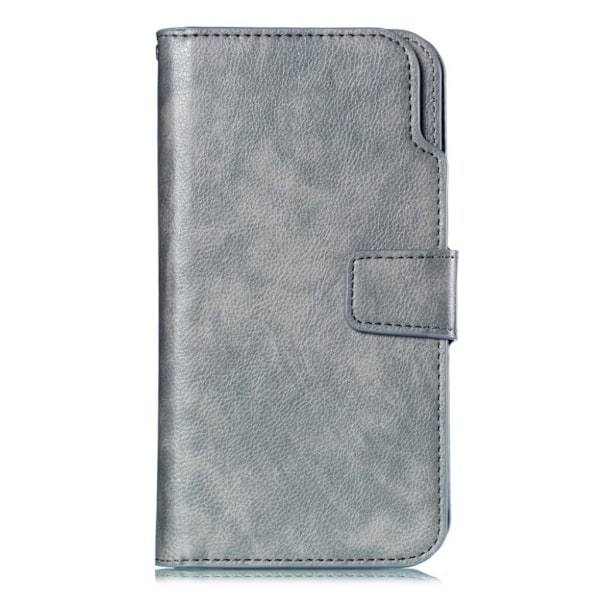 Crazy Horse iPhone Xs Max læder flip cover - Grå Silver grey