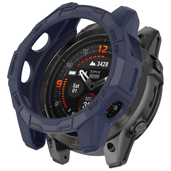 Garmin Quatix 7 Pro Anti-collision Scratch Resistant Smartwatch Case Hollow Protective Frame - Midnattsblå Blå