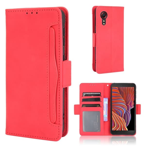 Modern-styled Læder Pung Etui til Samsung Galaxy Xcover 5 - Rød Pink