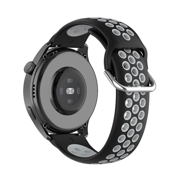 Ticwatch GTX / Pro kaksivärinen silikonikellon hihna - Musta / Harmaa Silver grey