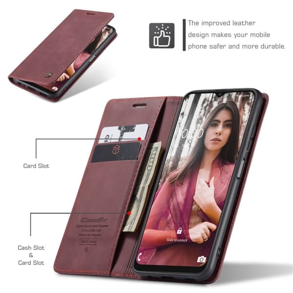CaseMe Samsung Galaxy A22 5G vintage-kotelo - Punainen Red