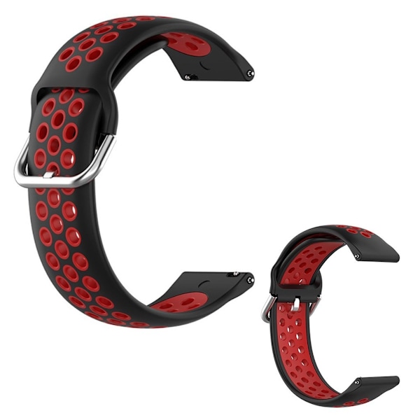 20mm kaksivärinen silikoninen kellohihna Samsungin kellolle - Musta / Punainen Red