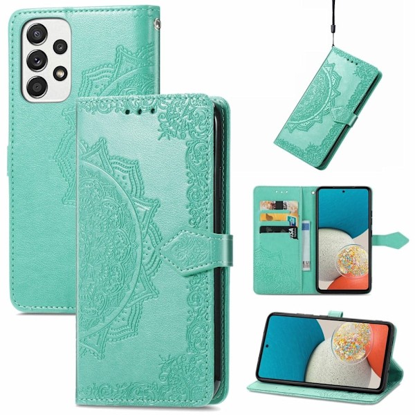 Mandala läder Samsung Galaxy A53 5G fodral - Grön Grön