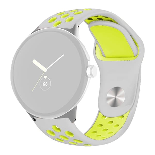 Google Pixel Watch tofarvet silikone-urrem - Grå / Gul Yellow
